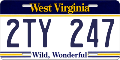 WV license plate 2TY247