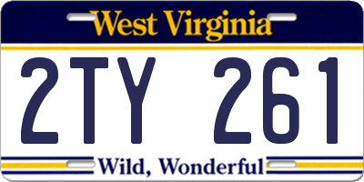 WV license plate 2TY261