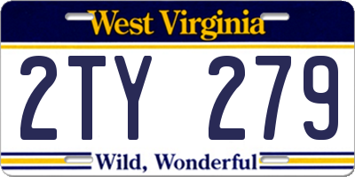 WV license plate 2TY279