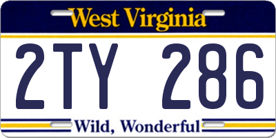 WV license plate 2TY286