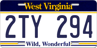 WV license plate 2TY294