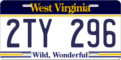 WV license plate 2TY296