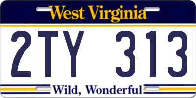 WV license plate 2TY313