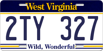 WV license plate 2TY327