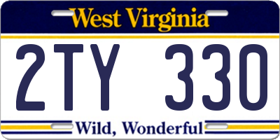 WV license plate 2TY330