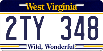 WV license plate 2TY348