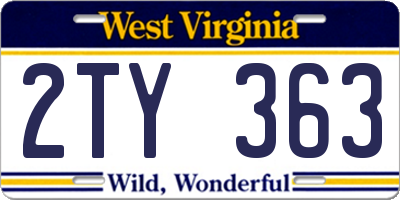 WV license plate 2TY363