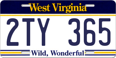WV license plate 2TY365