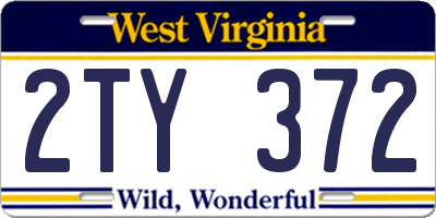 WV license plate 2TY372