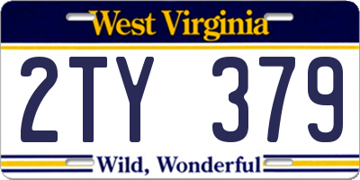 WV license plate 2TY379