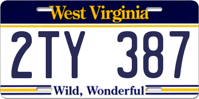 WV license plate 2TY387