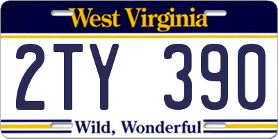 WV license plate 2TY390