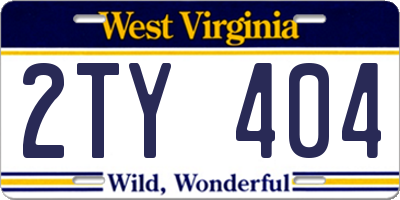 WV license plate 2TY404