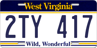 WV license plate 2TY417