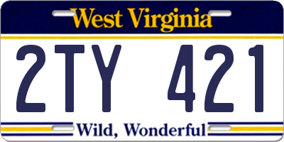 WV license plate 2TY421