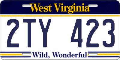 WV license plate 2TY423