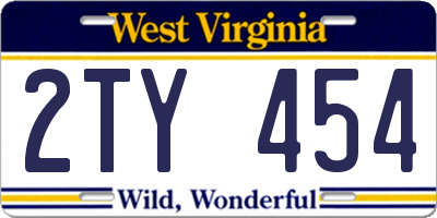 WV license plate 2TY454