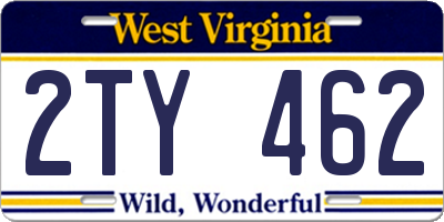 WV license plate 2TY462