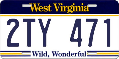 WV license plate 2TY471