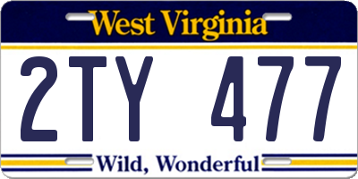 WV license plate 2TY477