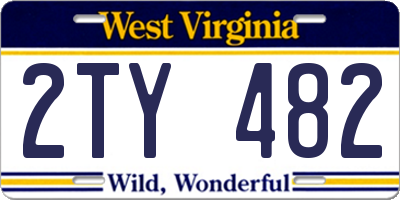 WV license plate 2TY482