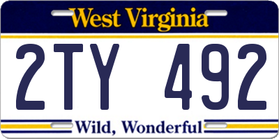 WV license plate 2TY492