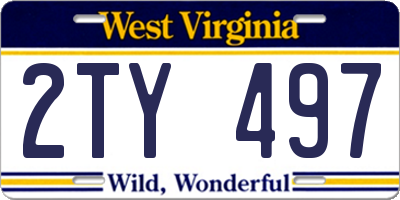 WV license plate 2TY497