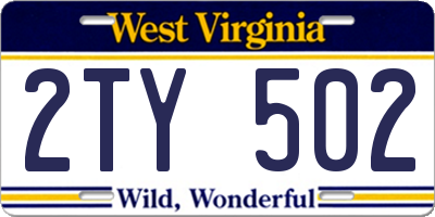 WV license plate 2TY502