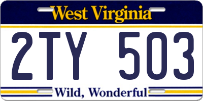 WV license plate 2TY503