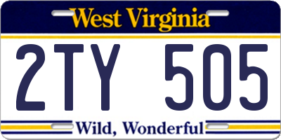 WV license plate 2TY505