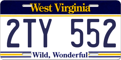 WV license plate 2TY552
