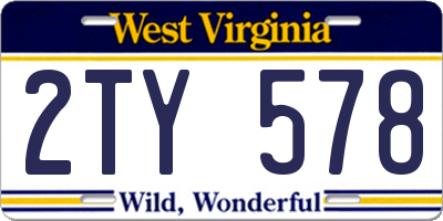 WV license plate 2TY578