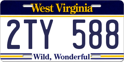 WV license plate 2TY588