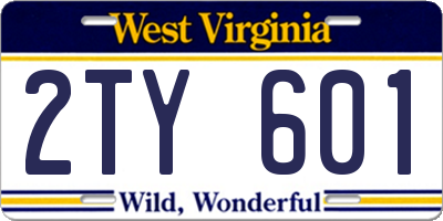 WV license plate 2TY601