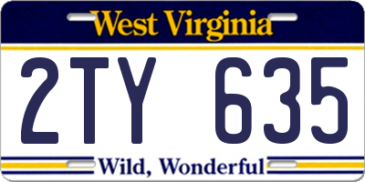 WV license plate 2TY635