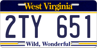WV license plate 2TY651