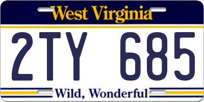 WV license plate 2TY685