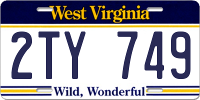 WV license plate 2TY749