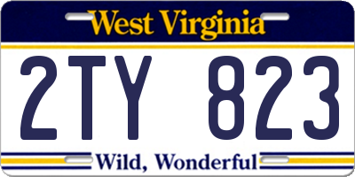 WV license plate 2TY823