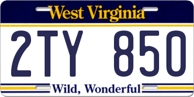 WV license plate 2TY850