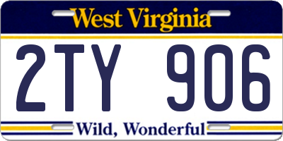 WV license plate 2TY906