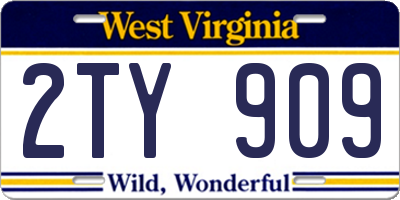 WV license plate 2TY909