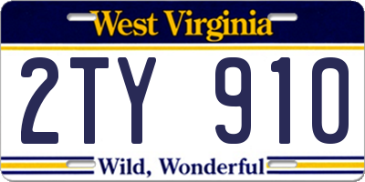 WV license plate 2TY910