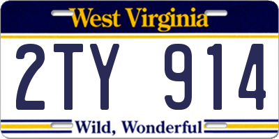 WV license plate 2TY914