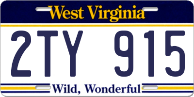 WV license plate 2TY915