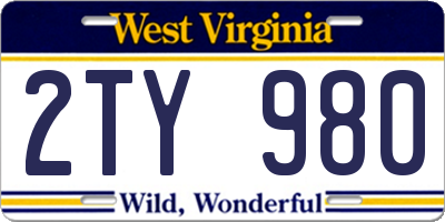 WV license plate 2TY980