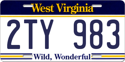WV license plate 2TY983