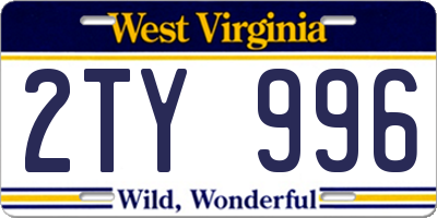 WV license plate 2TY996