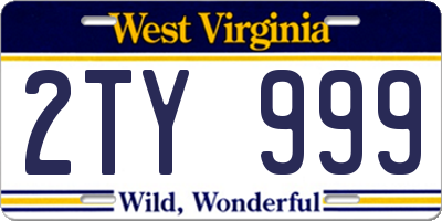 WV license plate 2TY999