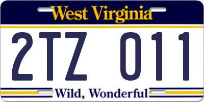 WV license plate 2TZ011